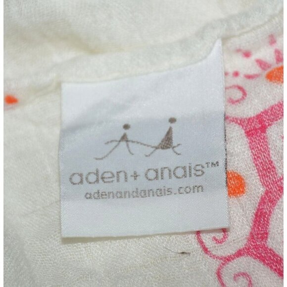 Aden + Anais Mandala Print Baby Swaddle Blanket Orange Pink White Bamboo Gauzy - Picture 5 of 7